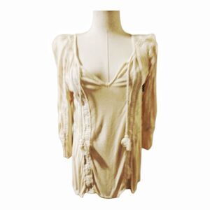 Lucky Brand Cream Boho Peasant Blouse Size Small